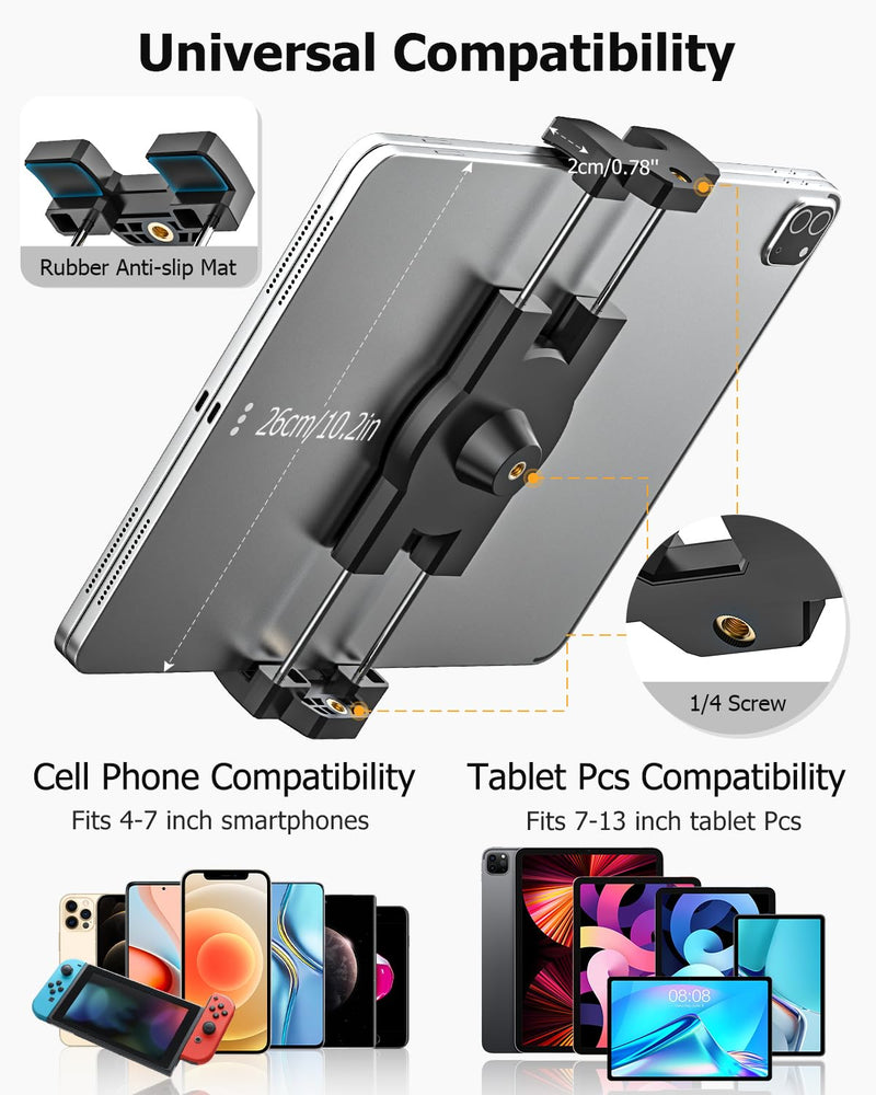Aircraft Cockpit Tablet Holder Suction [Large Powerful Suction Cup] Aviation Pilot Tablet Mount for Windshield Window Compatible with iPad mini Air Pro, Galaxy Tab, Fold, Phone, Camera, 4-13"
