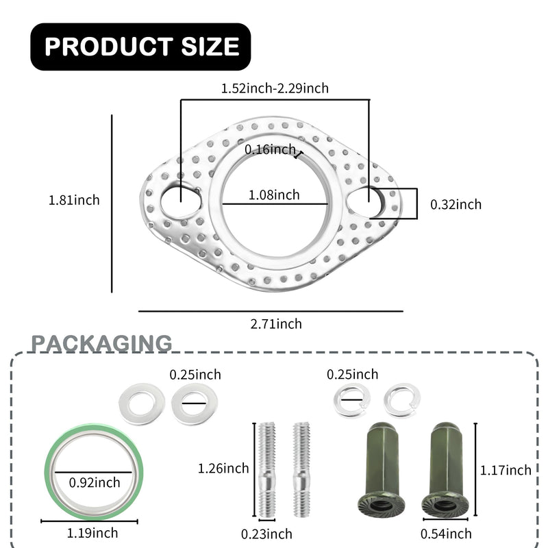 GY6 150cc Exhaust Gasket Kit with Bolt Nuts,Fit GMB139 Engine Moped Exhaust ATV Go Kart Scooter Exhaust with 50cc 70cc 90cc 110cc 150cc,Car Accessories Exhaust Flange Gasket
