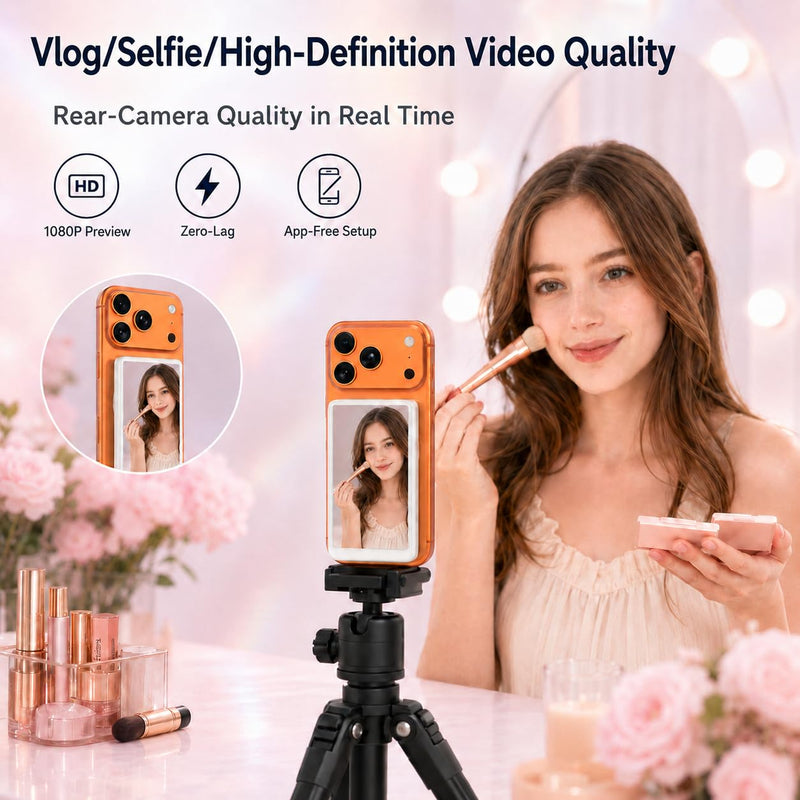 4'' Touchscreen Magnetic Vlog Selfie Monitor for iPhone & Android, 4K Wireless Mirroring Back Camera Screen with Bluetooth Remote Control, Portable Phone Display for YouTube, TikTok, Live Streaming
