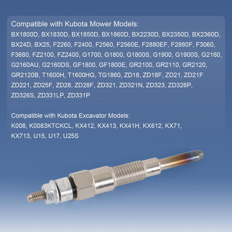 16851-65510 Glow Plug 3PCS Compatible with Kubota D662 D722 D782 D902 D905 D1005 D1105 V1505 V1305 Z482 RTV900 RTV1100 Engine, Replace 16851-65512