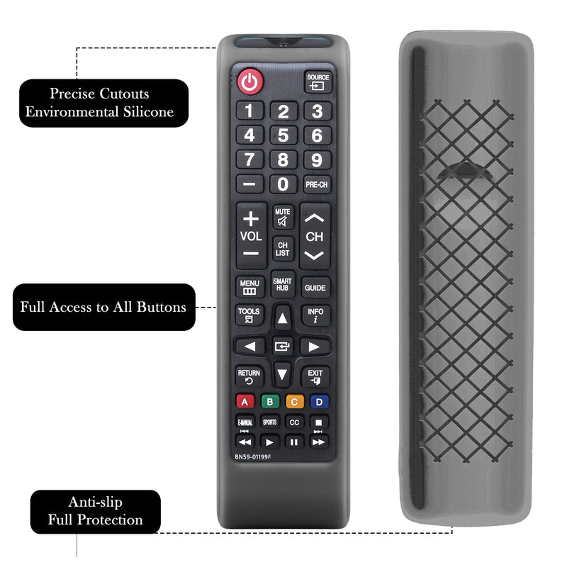 Remote case for Samsung TV Controller, Silicone Remote Cover for BN59-01199F Samsung Remote Control, Smart TV Remote Skin Sleeve Black