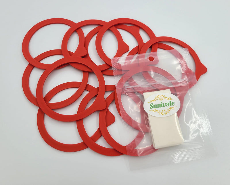 Canning Jar Seal Bundle Includes 48 Regular Mouth Viceroy Jar Rubbers With Tab and 48 Dissolvable Sunivale Labels Replacement Seals for Old Style Canning Jars Natural Rubber Rings