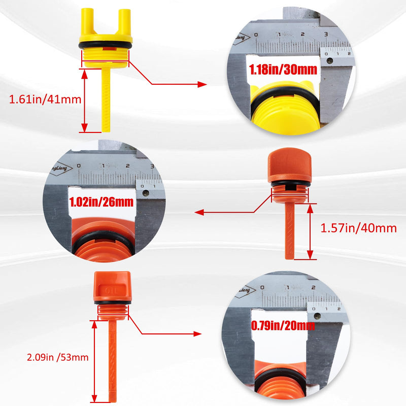 WOTIAN Oil Filler Cap Assembly Compatible with Predator Firman Champion 389cc 420cc 439cc 459cc Oil Dipstick 3 Sizes(M20*2pcs + M26*2pcs + M30*2pcs) 389cc/420cc/439cc