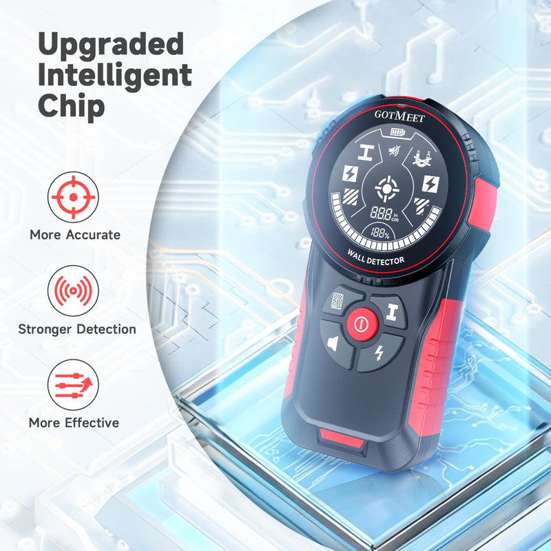 Stud Finder Wall Scanner - Rechargeable Stud Finder Tool with Smart Sensor, HD LCD Display & Audio Alarm, Electronic Stud Detector for Metal Wood AC Live Wire Studs Joist Water Pipe