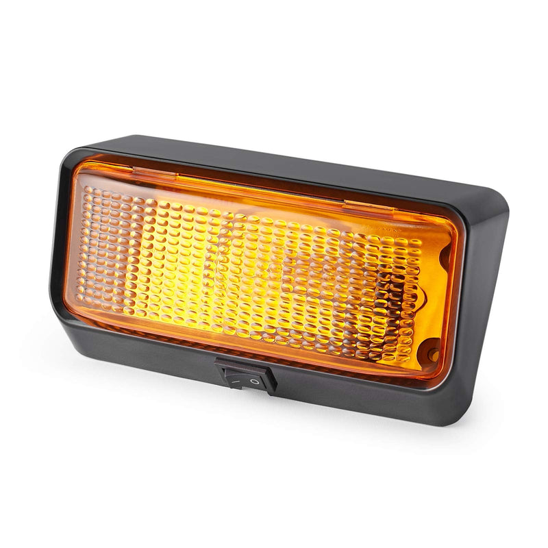 Lumitronics 12V LED Exterior Outdoor Porch Light with On/Off Switch, Removable Clear & Amber Lenses Perfect Outside Replacement Lights for RVs, Motorhomes, Campers, 5th Wheels, Trailers (Black) With Switch - LED Black Base