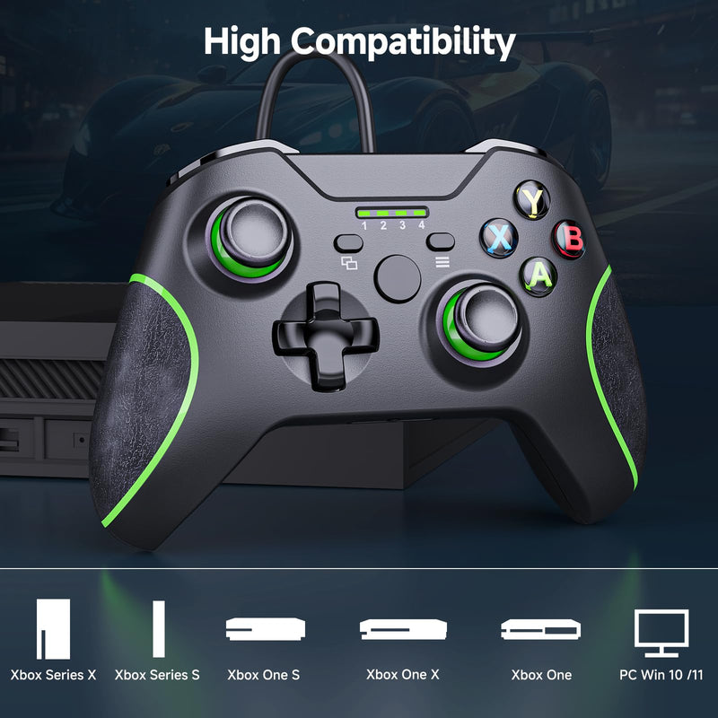 YAEYE Wired Controller for Xbox Series X|S, USB Gamepad with Dual Vibration, 3.5mm Audio Jack, Game Controller for Xbox One/One X|S Compatible with Windows 10/11 PC - Black