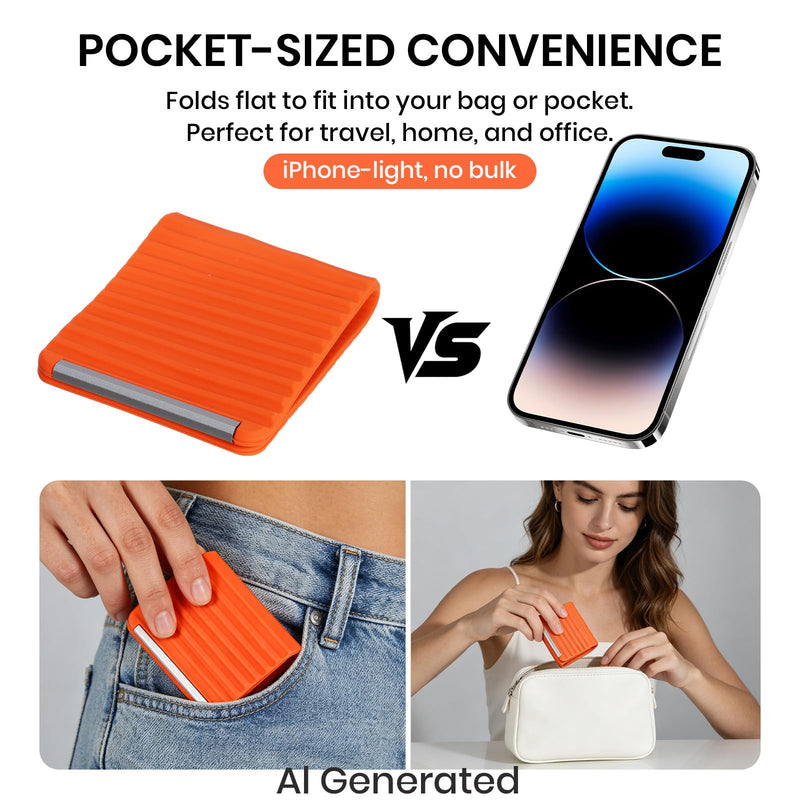 Portable Foldable Silicone Aluminum Phone Holder (Black) Black