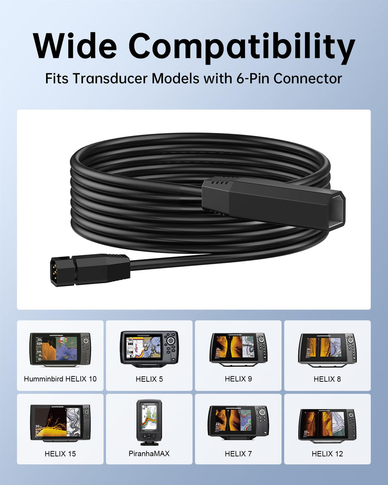 vhbw 10FT Extension Cable Compatible with Humminbird Transducer 720096-2 ECM30 Extension Cable for Helix 5 7 8 9 10 12 15, PiranhaMAX