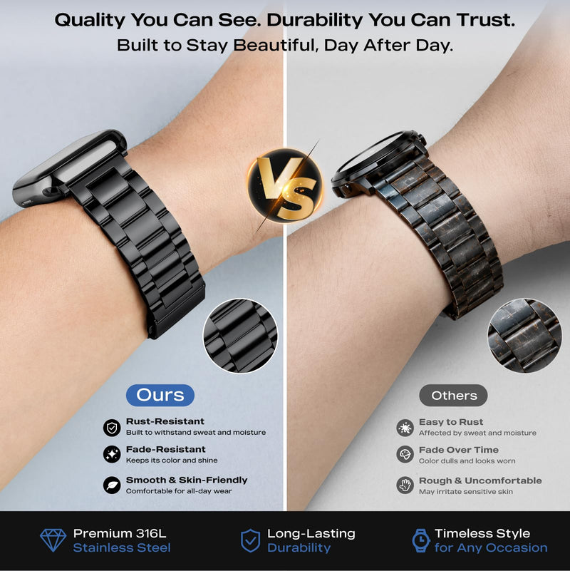 for Apple Watch Bands Men - Metal Strap Fits All Apple Watch Models | 316L Stainless Steel, Sizing Tool Included, for Business Professional Office Work, for iWatch Series 1-11/Ultra/SE 38mm-49mm Black 44mm/45mm/46mm/49mm/series 3 42mm