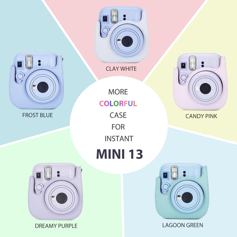 Phetium Mini 13 Camera Case for Fujifilm Instax Mini 13 12 Camera-Green | Mini Camera Protective Case,PU Leather Bag,Photo Storage Pocket,Adjustable Shoulder Strap,Magnetic Flip Lagoon Green