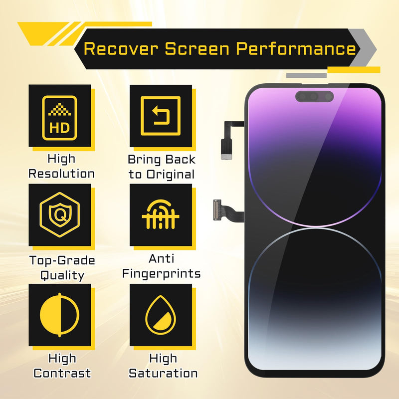 Screen Replacement for iPhone 14 Pro Max with Earpiece 6.7" LCD | Display Digitizer Ambient Light Sensor 3D Touch Full Assembly Repair Proximity Sensor Tools Kit A2894 A2651 A2893 A2896 A2895