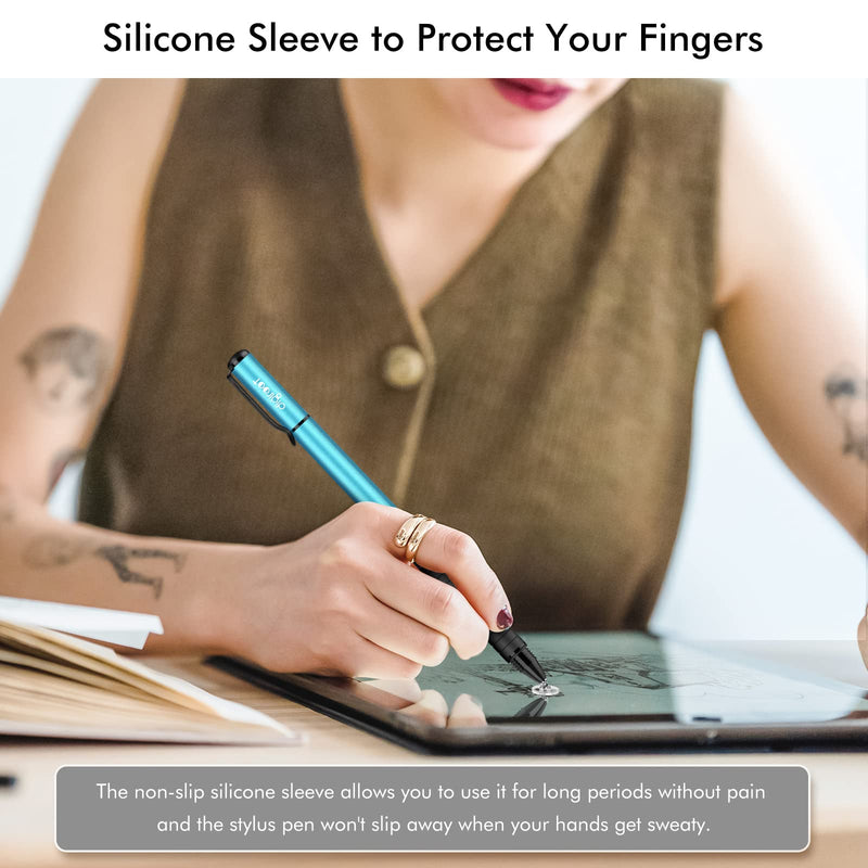 Digiroot Universal Stylus,[2-in-1] Disc Stylus Pens for All Touch Screens Cell Phones, iPad, Tablets, Laptops with 6 Replacement Tips(4 Discs, 2 Fiber Tips Included) - (Blue) Blue