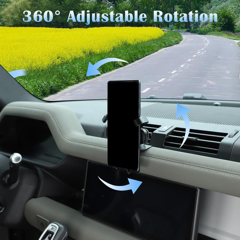 PIUGILH Phone Cradle for Land Rover Defender 90 110 130 2020 2021 2022 2023 Alumium Alloy Dashboard Mobile Phone Holder Trim Car Accessories