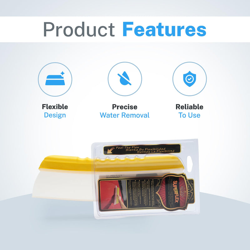SM Arnold Premium 12-Inch Superflex Waterblade - Patented One Pass T-Bar Edge, Car Wash Squeegee, Scratch-Free Silicone Blade | Efficient Water Removal for Vehicles, Windows, and Household Cleaning