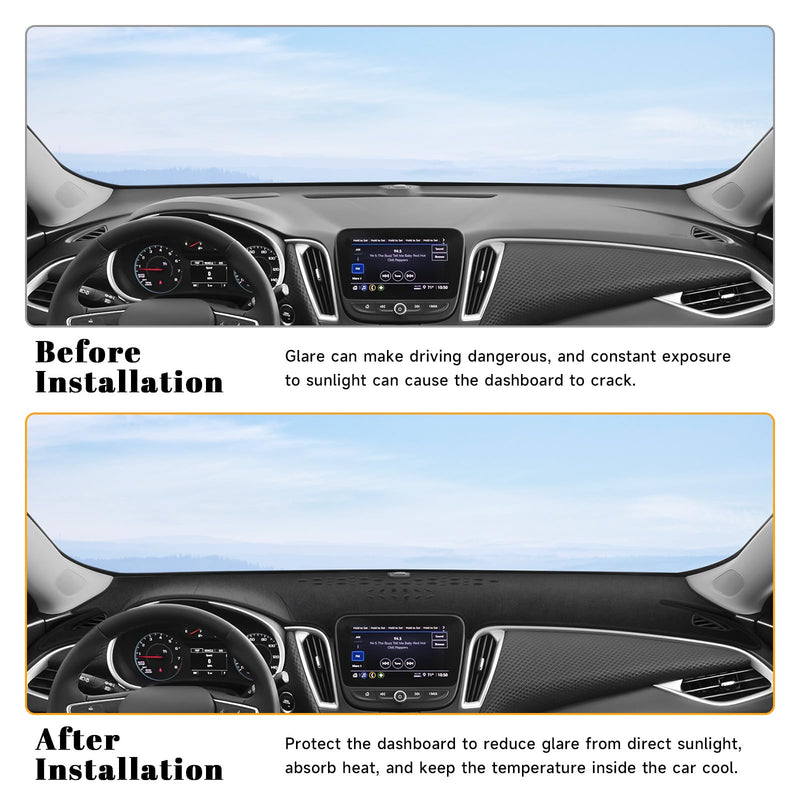Black Dashboard Dash Board Cover Mat Carpet for Chevy Malibu 2016-2025 Accessories Dash Cover Flannel Material Dash Mat Sunshade for Chevy 2016-2025 Malibu