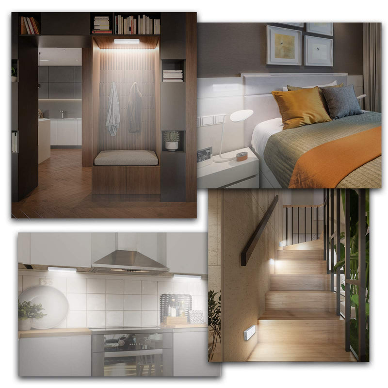 LED Closet Light with Charging Station, 5 Pcs Dimmer Rechargeable Motion Sensor Under Cabinet Lighting, Stick-Anywhere Night Safe Light Bar for Wardrobe,Kitchen 5 Pack with Stand White