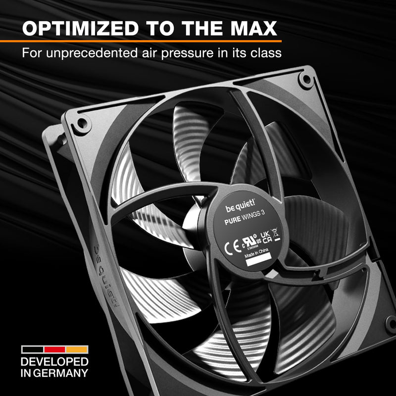 be quiet! Pure Wings 3 120mm PWM Triple Pack, 3 Included, high top-end Speed, Low Minimum RPM, Optimized Fan Frame, Newly Designed Fan Blades Black