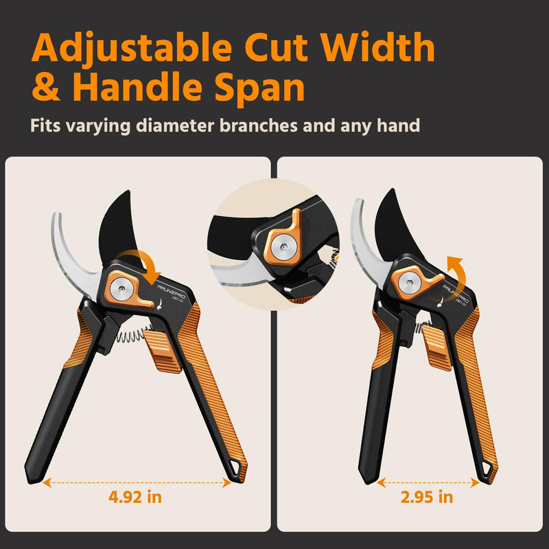 PrunePro Pruning Shears for Gardening Professional Bypass Hand Pruner Stainless Steel Sharp Blade Garden Scissors Plant Flower Garden Clipper Orange 1 Pack