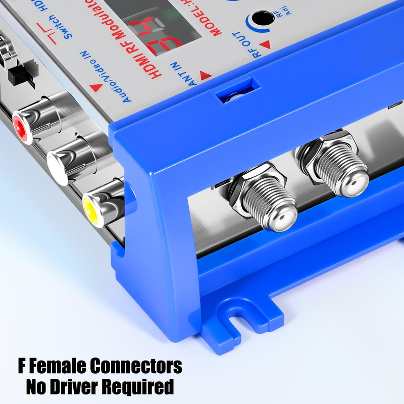 HDMI to RF Modulator, VHF UHF AV to RF Coaxial Converter, CVBS RCA HDMI to RF Modulator, for TV PAL NTSC Format, for Home TV Switch Audio Video, F Female Connectors