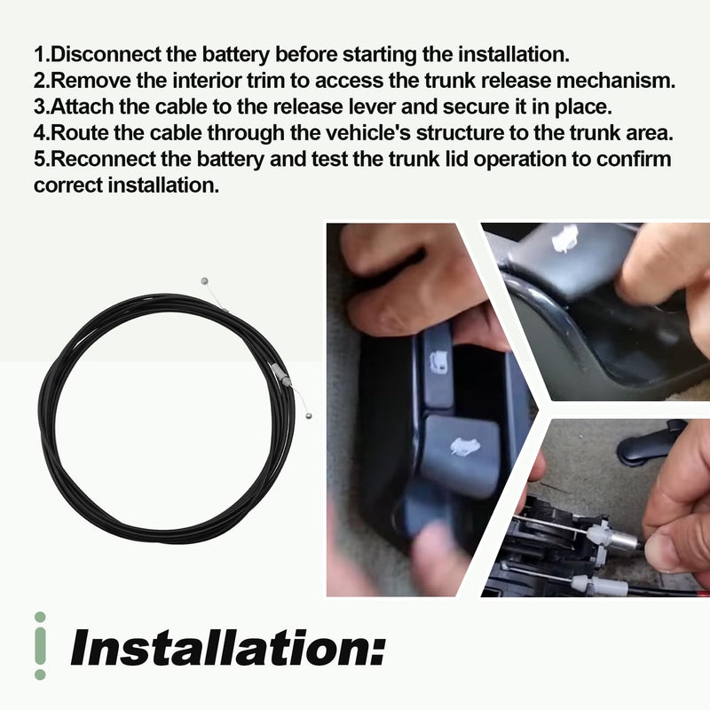Trunk Lid Release Cable Compatible with 2012-2014 Camry L 2012-2017 Camry LE XLE SE XLE 2015-2017 Camry XSE Replace 912-702 6460706191 6460706190