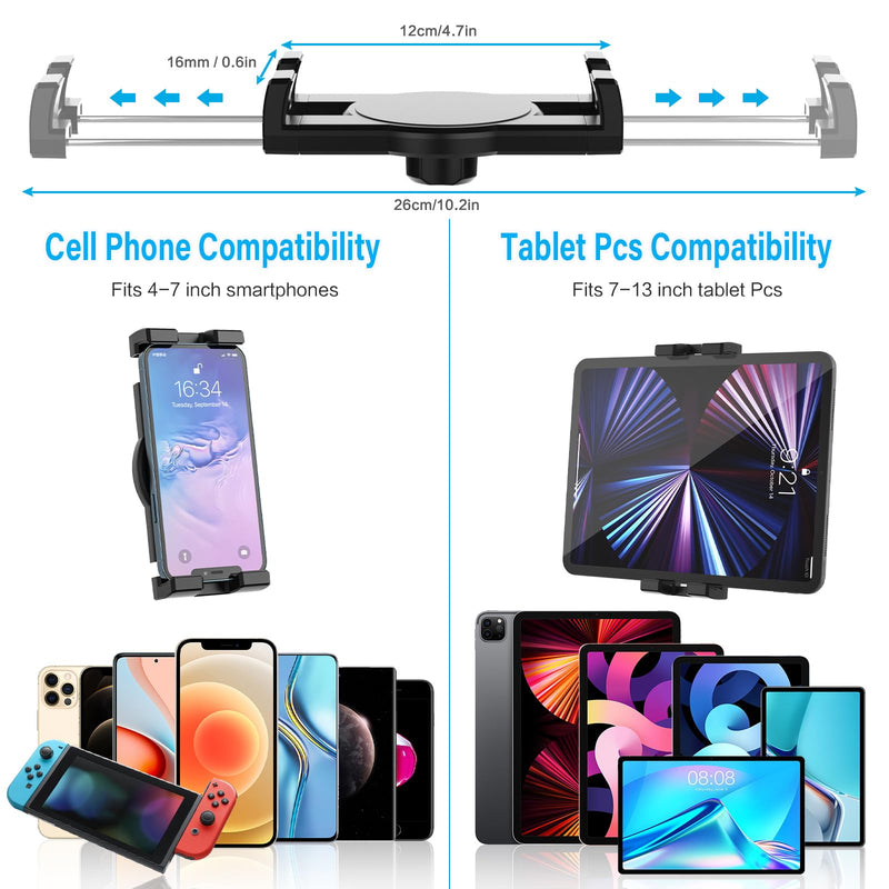 Cup Holder Tablet Mount, 360° Rotation Universal Cupholder Tablet Car Mount with Adjustable Arm for 4-13" Devices, iPad Pro 12.9 Air Mini, Galaxy Tabs, Lenovo, iPhone, Tablets & Phones