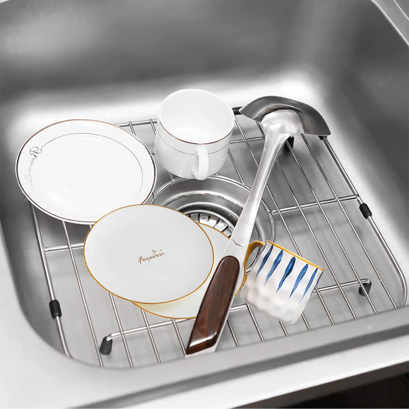 Orgneas Sink Protectors for Kitchen Sink, Universal Double Bowl Sink Bottom Grid 12.5"x10.5"x1.25", 304 Premium Stainless Steel Kitchen Sink Protector Grid Sink Grate Rack Centered Drain 2 Packs 12.5"x10.5",Center Drain