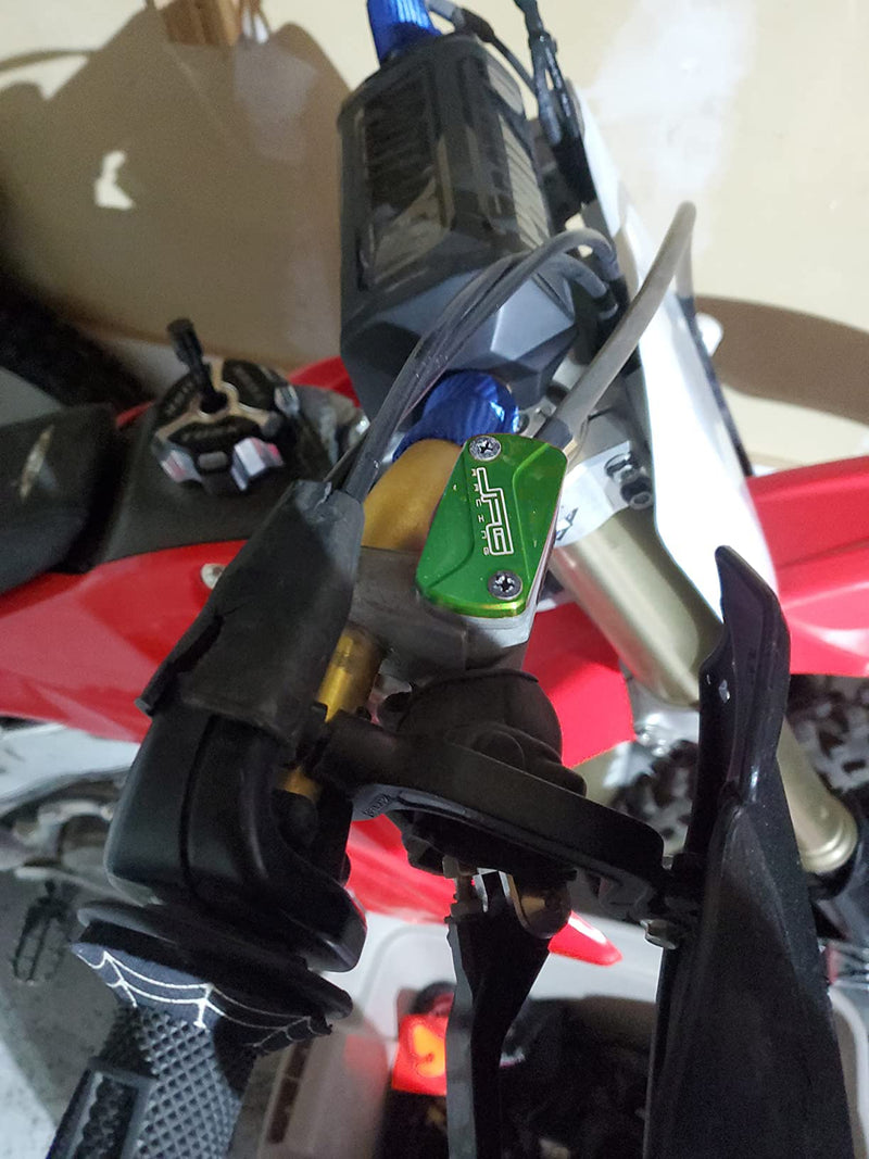 Motorcycle Front And Rear Brake Fluid Reservoir Cover CNC Cap Set Compatible To KX125 KX250 03-08 KX250F 04-18 KX250 19-20 KX450F 06-18 KLX300R 2020 KLX450R 08-15 Dirt Bike Green Front & Rear Brake Fluid Reservoir Cover_1