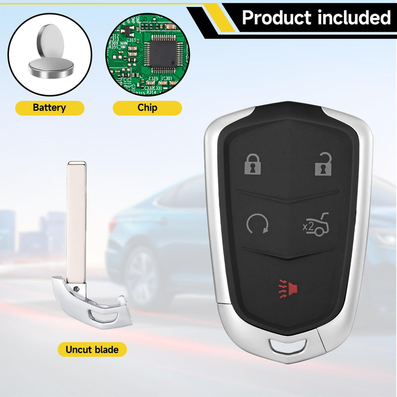 2 Pcs Smart Key Fob Replacement Fits for Cadillac ATS CTS Escalade SRX XTS 2014 2015 2016 2017 Car Keyless Entry Control Remote HYQ2AB 315Mhz