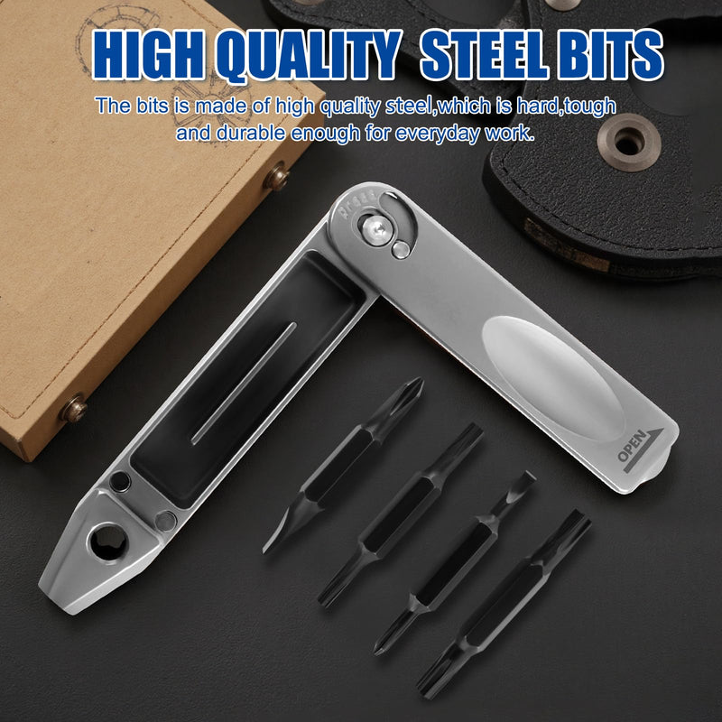 Titanium Small Pocket Screwdriver EDC Tools,8 in 1 Multi Keychain Screwdriver Set with Double Ended Bits,Mini Magnetic Repair Multitool for Indoor Outdoor Use