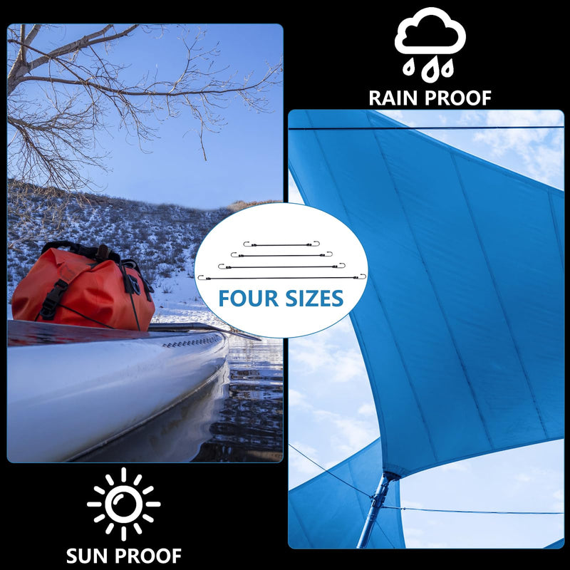 Bungee Cords with Hooks 8 Pack Bungee Cord Includes 12 inches, 18 inches, 24 inches, 36 inches for Bundling Items, Fixing Tarps, Tents, and Carrying Luggage 6MM 12" 18" 24" 36"