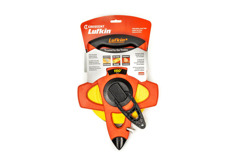 Crescent Lufkin 1/2" x 150' Hi-Viz® Orange Fiberglass Tape Measure - FE150 45.7 m SAE Long Tape