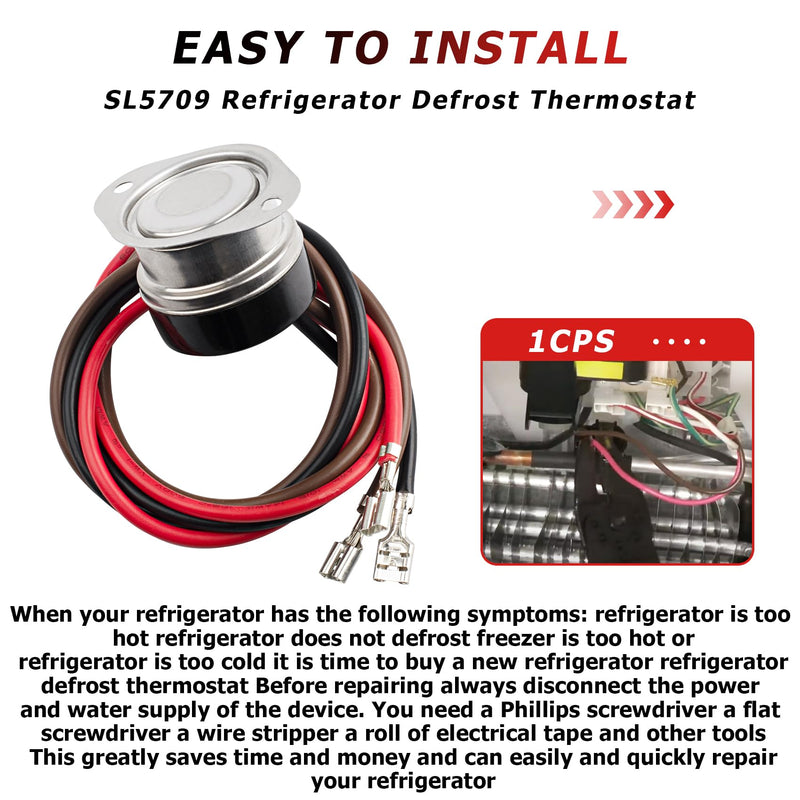 5709L Refrigerator Thermostat Compatible with Supco Refrigerator Cold Control Thermostat SL5709, Refrigerator Defrost Thermostat for 4751C Chandler, Larkin, Bohn and Climate Control, Defrost Teminator