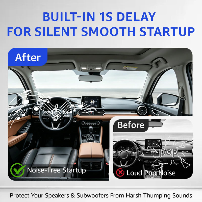 Remote Turn-on Harness Module for Car Amplifiers Audio Delay Module | Built-in 1 Second Delay Eliminates Pop Noise, 2A High-Performance Output, Ultra-Compact, Eliminates Unwanted Startup Noise ﻿