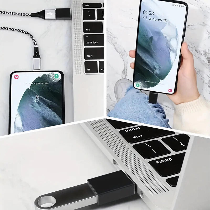  [AUSTRALIA] - USB to USB C Adapter 4-Pack, [2 Type C Female to A Male Charger Converters] & [2 USB C Male to USB Female], for Apple Watch Ultra 8 9, iPhone 15 Pro Max 14 13 12, AirPods (Grey) Grey