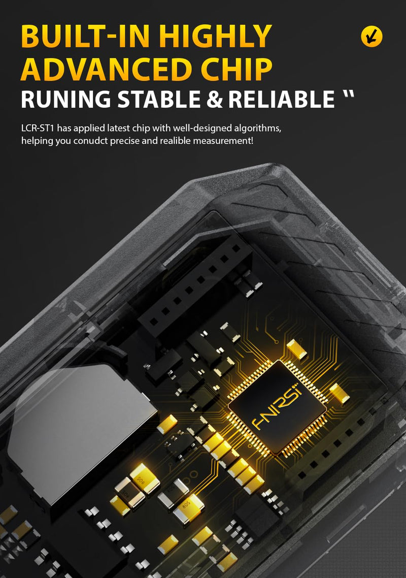 FNRSI Upgraded Version LCR-ST1 Mini Smart LCR Meter, SMD Tester, ESR Meter - 100Hz, 1kHz, and 10kHz Resistance Capacitance Inductance Continuity Diodes Measurement Tool