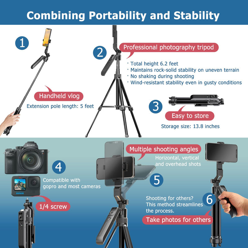 Auto Face Tracking Tripod Vlogging Kit for iPhone and Android Phone with Dual Lights/Dual Wireless Microphone/Multi-Function Remote,Expandable YouTube Starter Kit Content Creator Essentials