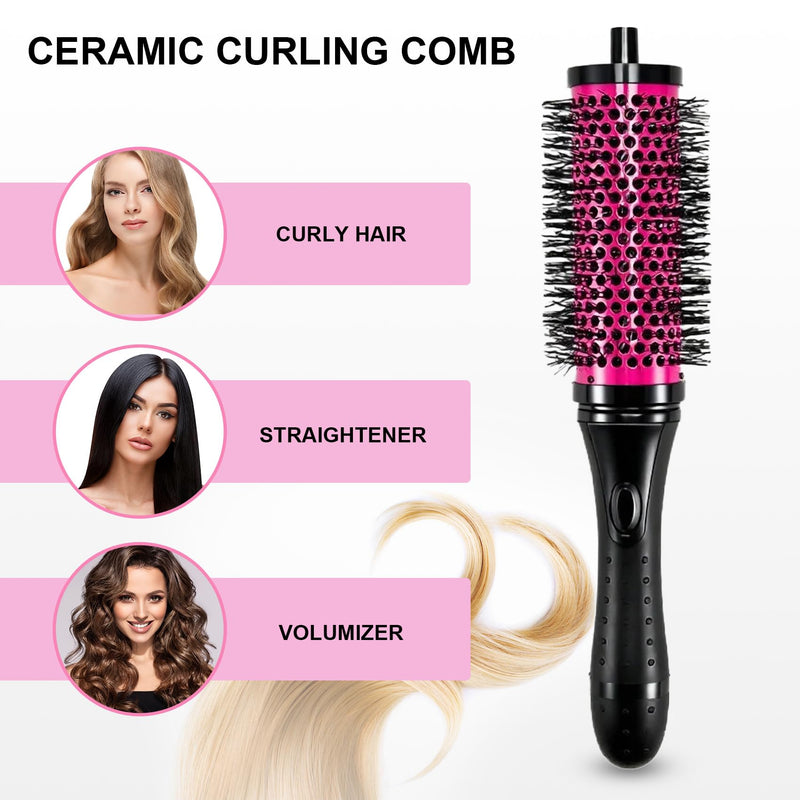  [AUSTRALIA] - Round Hair Brush Set Detachable Handle Hair Roller Brush 3 Sizes Round Hair Brush for Blow Drying with 6 Positioning Clips,6 Barrels 1 Handle (Rose Red) Rose Red