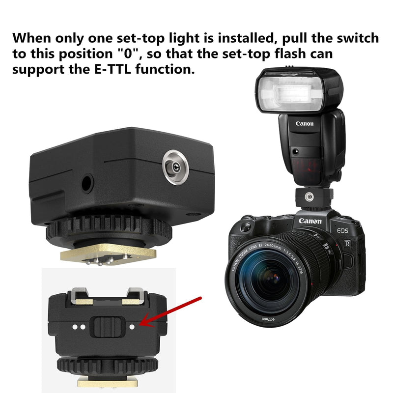 Hot Shoe Multi-Function Adapter for Canon Cameras with 3 PC Sync Ports, Multi-Flash Trigger for Studio Strobe & Speedlite, Supports E-TTL Single Flash & Manual Sync up to 4 Lights
