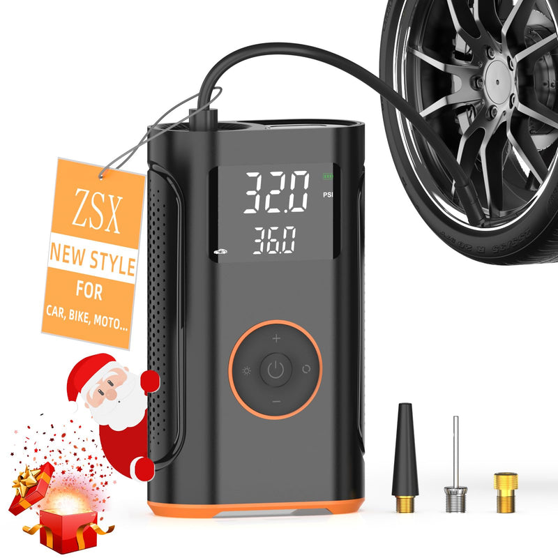 (New Upgrade) ZSX Tire Inflator Portable Air Compressor-160 PSI Air Pump with Memory Function, Electric Bike Pump with Tire Pressure Gauge, Tire Inflator for Car, Gifts for Men Husband Father Memory Mode