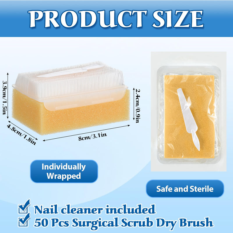 Reallnaive 50 Pcs Surgical Hand Scrub Brush with Sponge Disposable Double Sided Cleaning Scrub Brush for Nails Sensitive Skin Wound Care Doctors Office Cat
