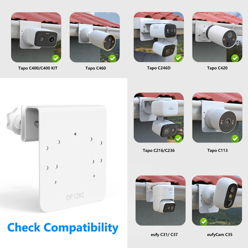 Gutter Mount Bracket Compatible with eufy Security eufyCam C37/C31 Camera (White)