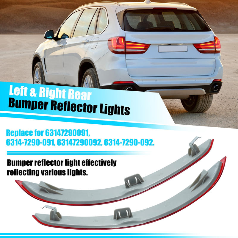 [AUSTRALIA] - Jaronx Compatible with BMW Rear Bumper Reflector for X5 F15 2014-2018, Left & Right Rear Bumper Red Marker Lights Lens Trim, Tail Reflector Light Replacement for BMW 63147290091 63147290092