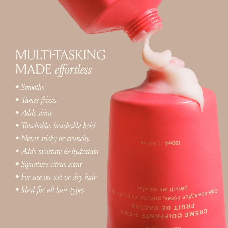  [AUSTRALIA] - DAE Hair Cactus Fruit 3-in-1 Styling Cream and Curling Iron - Controls Loose Hair, Smooths Frizz and Combs Tips, White