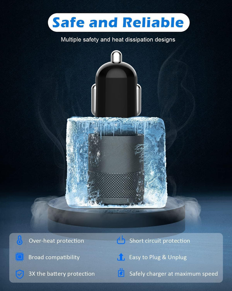 2 Pack(3.4A) USB Car Charger Dual USB Ports Cigarette Lighter USB Charger | iPhone 17 Car Charger Super Fast Charging Compatible with iPhone 17/17 Air/17 Pro Max/17e/16/16 e/16 Pro/15 Plus/14/13/12/11
