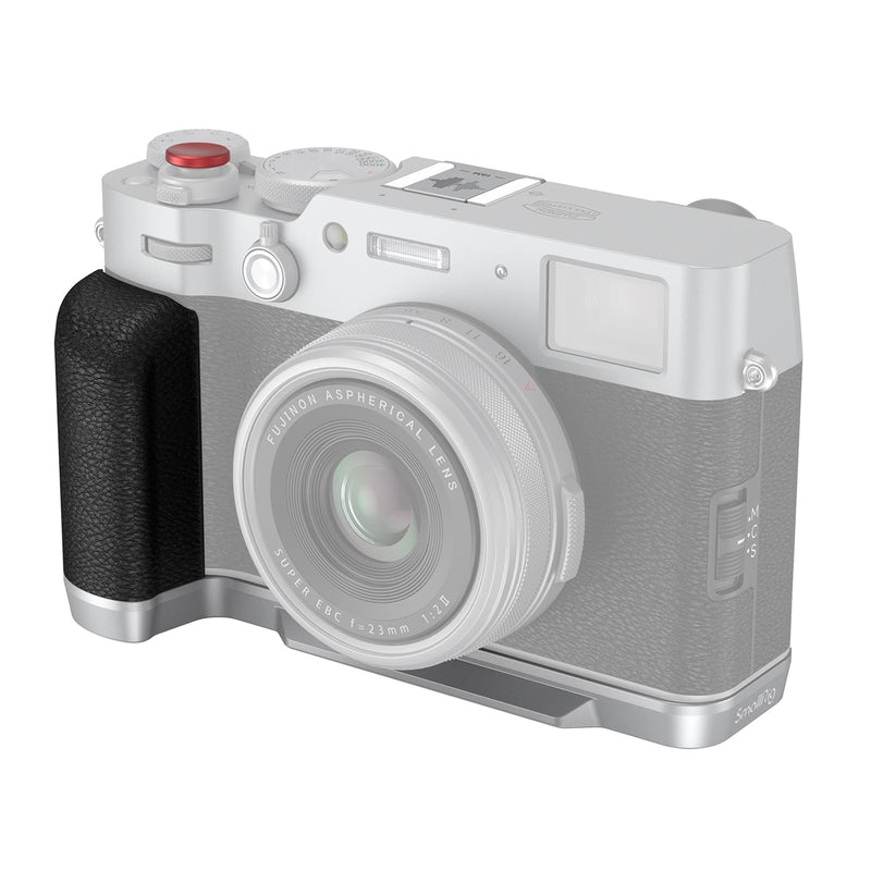SmallRig X100VI / X100V Handgrip L-Shape Grip with Quick Release Plate for Arca, Lightweight Silicone Side Handle, Shutter Button and Hot Shoe Cover for FUJIFILM X100VI / X100V Cameras (Silver) - 4555 Silver