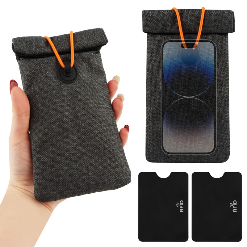 2 Pcs Faraday Bag for Phones, GPS & Signal Blocking Pouch Black | RFID Privacy Protection Case with Card Sleeve - Black Signal Blocking Bag for Personal Security