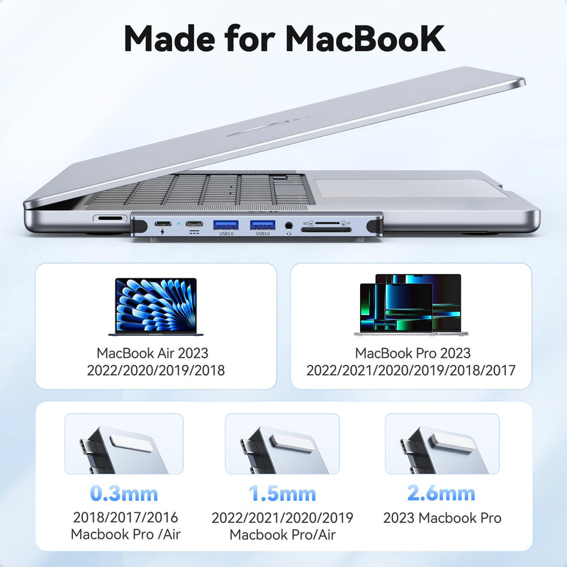 USB C Adapter for MacBook Pro Air M1 M2 M3 2021 2020 2019 13" 15" 16",USB C Hub Mac MacBook Pro Accessories Dongle USB C with 3 USB Ports+SD/TF Card Reader+100W Thunderbolt 3 PD Port+3.5mm Audio 8 IN 2 USB C Adapter