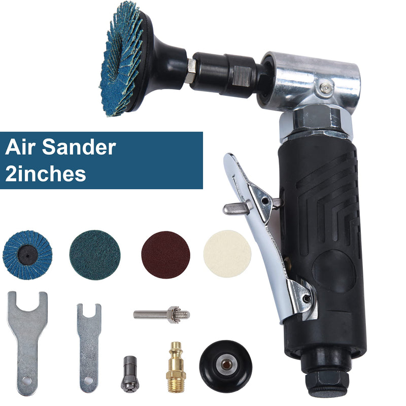 Angle Air Die Grinder 1/4 inch with 4 pcs 2" Roll Lock Sanding Discs, 90 Degree Pneumatic Die Grinder