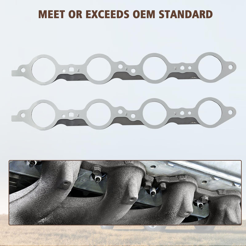 12617944 LS Exhaust Manifold Header Gaskets with Bolts Compatible with Chevy GMC Cadillac Pontiac Vehicle Sliverado 1500 2500 Sierra LS1 LS2 LS3 LS6 LQ4 LQ9 4.8L 5.3L 5.7L 6.0L 6.2L, Replace#12558573