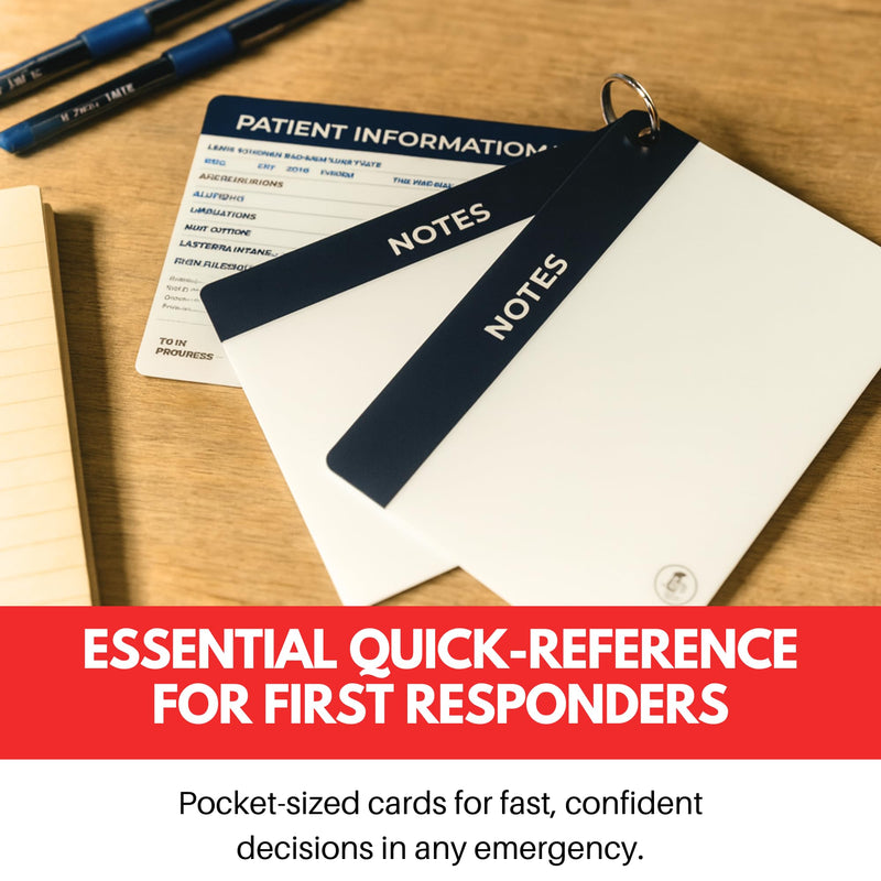 EMT-BLS Medical Reference Cards (3 Cards) - First Responder, EMT-BLS+ Pediatrics Assessment - Study Material + Notes - 5x4-inches - Durable Plastic + Portable EMT-BLS Medical Reference Cards